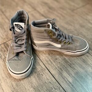 Vans Kids High-Top Sneakers in Gray and White